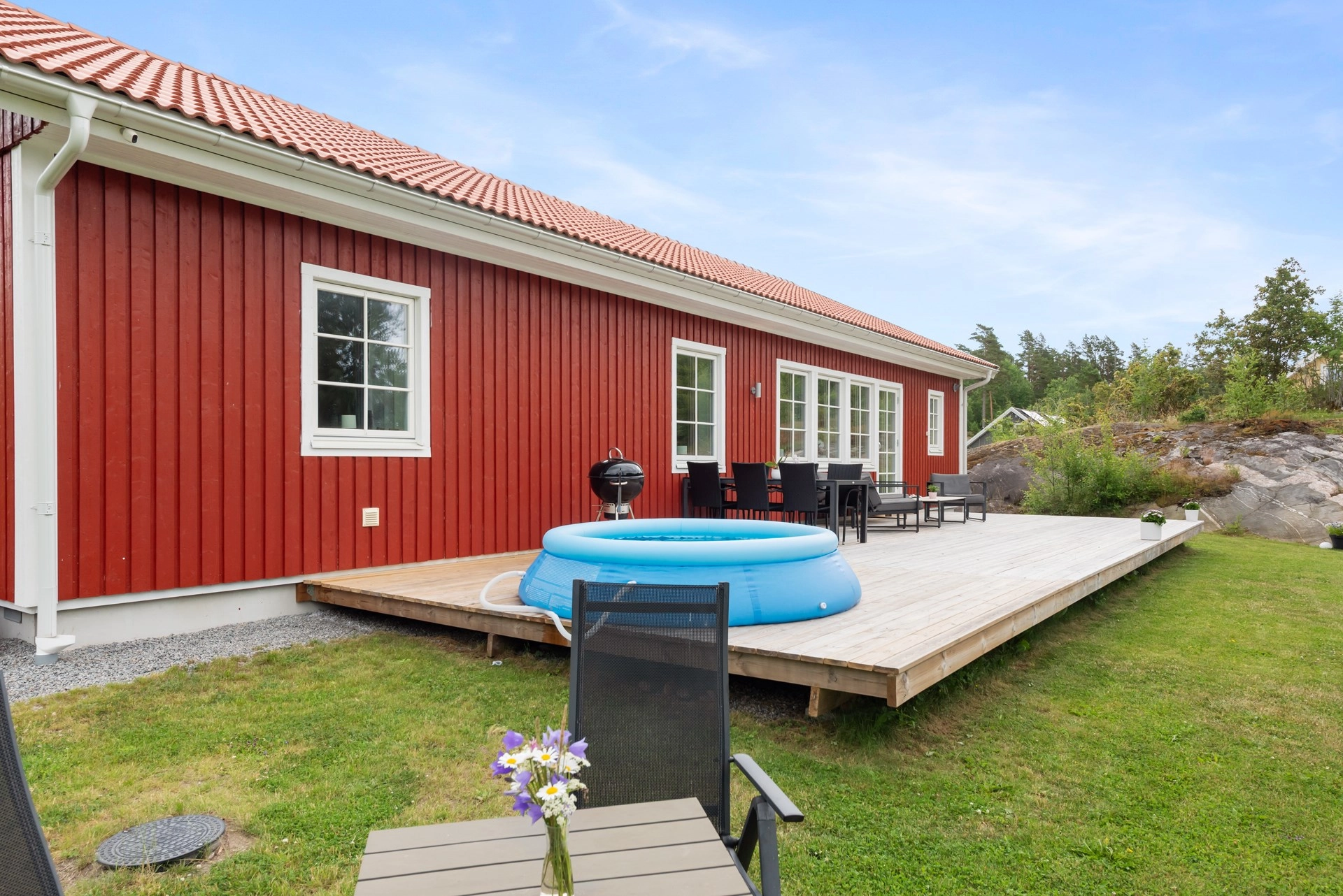 Högt beläget med fri utsikt över åkrar och skog, där stillheten möter modern bekvämlighet!