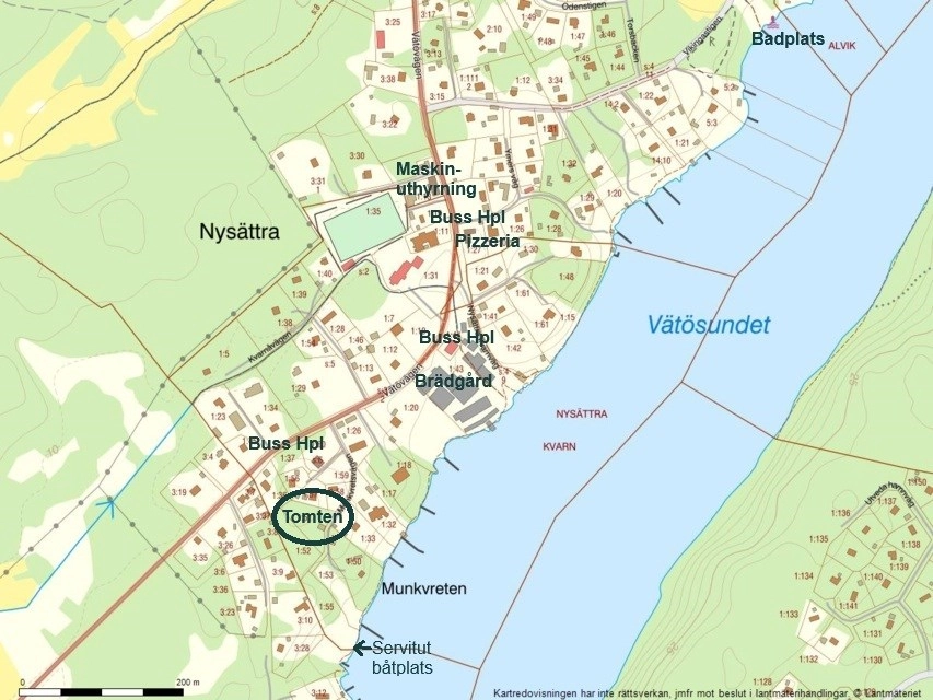 Stor tomt i högt läge och sjöutsikt mot Vätösundet i Nysättra!